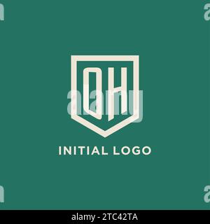 OH initial logo monogram shield geometric shape design vector graphic Stock Vector