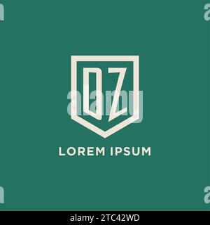 DZ initial logo monogram shield geometric shape design vector graphic Stock Vector