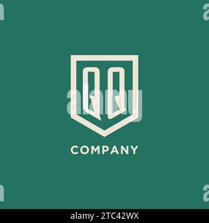 QQ monogram logo initial with shield guard shape design ideas Stock ...