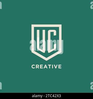 UC initial logo monogram shield geometric shape design vector graphic Stock Vector