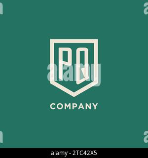 PQ initial logo monogram shield geometric shape design vector graphic Stock Vector