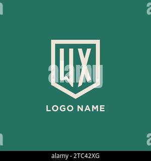 WX initial logo monogram shield geometric shape design vector graphic Stock Vector