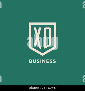 XO initial logo monogram shield geometric shape design vector graphic Stock Vector