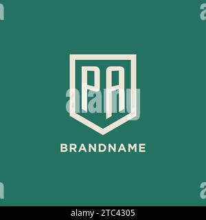 PA initial logo monogram shield geometric shape design vector graphic Stock Vector