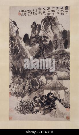 Hermitage in Mount Lu 1980 by Shitao (Zhu Ruoji) Stock Photo