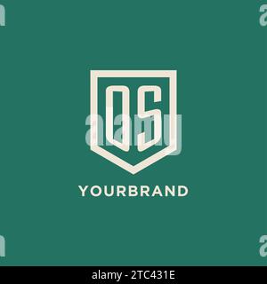 OS initial logo monogram shield geometric shape design vector graphic Stock Vector