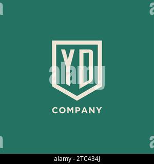 YD initial logo monogram shield geometric shape design vector graphic Stock Vector