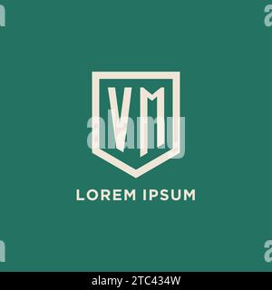 VM initial logo monogram shield geometric shape design vector graphic Stock Vector