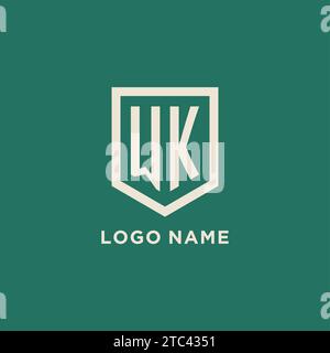 WK initial logo monogram shield geometric shape design vector graphic Stock Vector