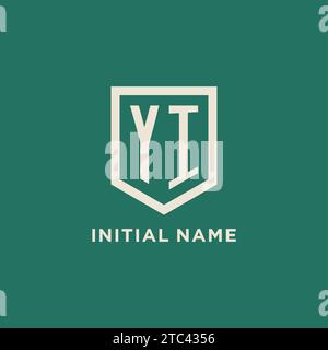 YI initial logo monogram shield geometric shape design vector graphic Stock Vector