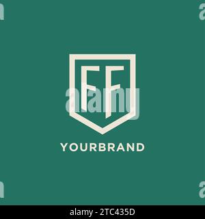 FF initial logo monogram shield geometric shape design vector graphic Stock Vector