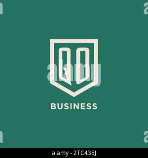 QO initial logo monogram shield geometric shape design vector graphic Stock Vector