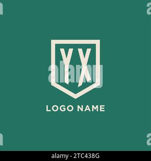 YX initial logo monogram shield geometric shape design vector graphic Stock Vector