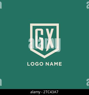 GX initial logo monogram shield geometric shape design vector graphic Stock Vector