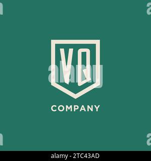 VQ initial logo monogram shield geometric shape design vector graphic Stock Vector