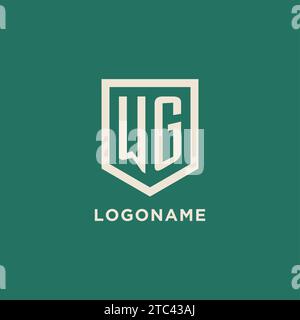 WG initial logo monogram shield geometric shape design vector graphic Stock Vector