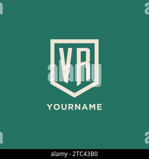 VR initial logo monogram shield geometric shape design vector graphic Stock Vector