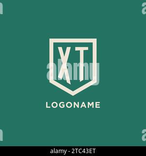 XT initial logo monogram shield geometric shape design vector graphic Stock Vector