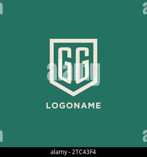 GG initial logo monogram shield geometric shape design vector graphic Stock Vector