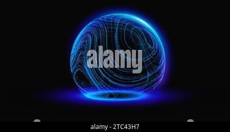 Sphere shield protect in abstract style. Virus protection bubble. Sphere lines technology background. Magic orb vector illustration. Stock Vector