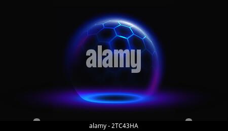 Sphere shield protect in abstract style. Virus protection bubble. Sphere lines technology background. Magic orb vector illustration. Stock Vector