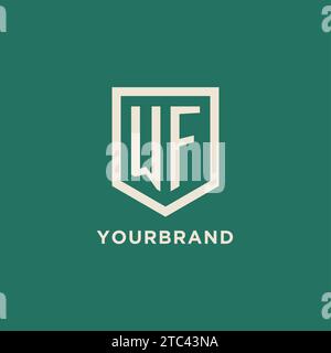 WF initial logo monogram shield geometric shape design vector graphic Stock Vector