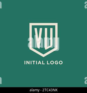 VU initial logo monogram shield geometric shape design vector graphic Stock Vector