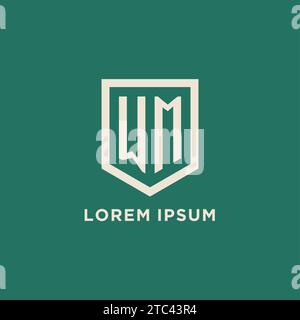WM initial logo monogram shield geometric shape design vector graphic Stock Vector
