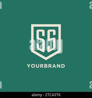 SS initial logo monogram shield geometric shape design vector graphic Stock Vector