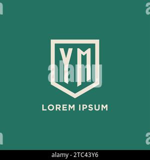 YM initial logo monogram shield geometric shape design vector graphic Stock Vector