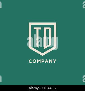 TD initial logo monogram shield geometric shape design vector graphic Stock Vector