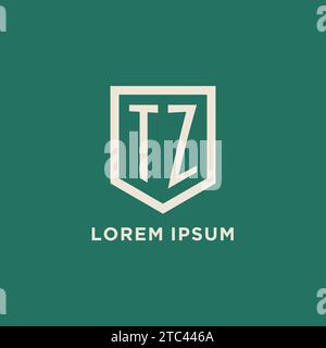 TZ initial logo monogram shield geometric shape design vector graphic Stock Vector
