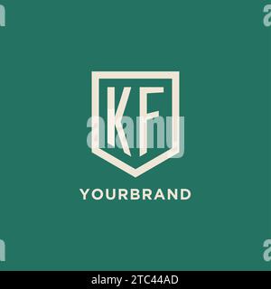 KF initial logo monogram shield geometric shape design vector graphic Stock Vector