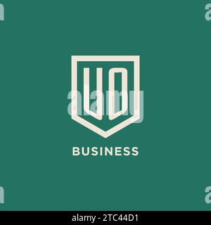 UO initial logo monogram shield geometric shape design vector graphic Stock Vector