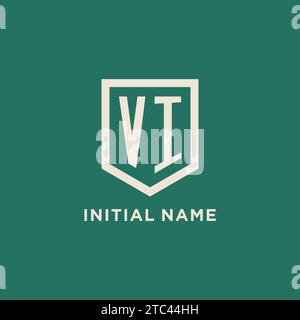 VI initial logo monogram shield geometric shape design vector graphic Stock Vector