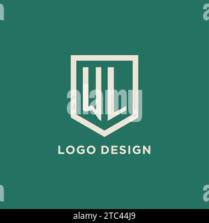 WL initial logo monogram shield geometric shape design vector graphic Stock Vector