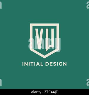 VW initial logo monogram shield geometric shape design vector graphic Stock Vector