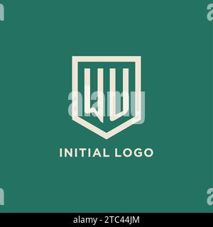 WU initial logo monogram shield geometric shape design vector graphic Stock Vector