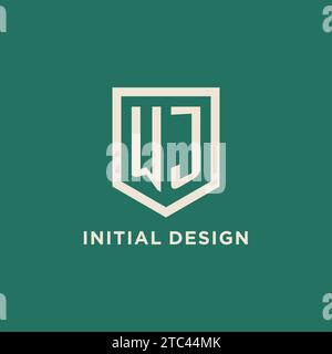 WJ initial logo monogram shield geometric shape design vector graphic Stock Vector