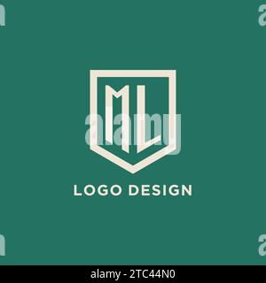 ML initial logo monogram shield geometric shape design vector graphic Stock Vector