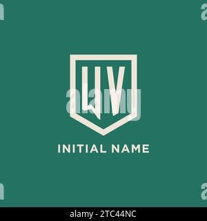 WV initial logo monogram shield geometric shape design vector graphic Stock Vector
