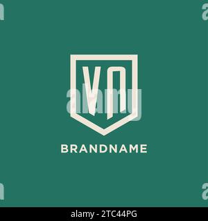 VN initial logo monogram shield geometric shape design vector graphic Stock Vector