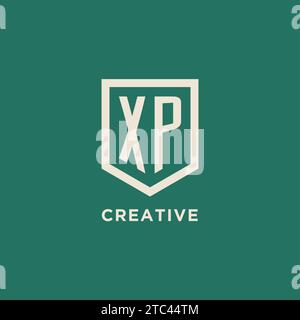 XP initial logo monogram shield geometric shape design vector graphic Stock Vector