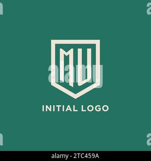 MU initial logo monogram shield geometric shape design vector graphic Stock Vector