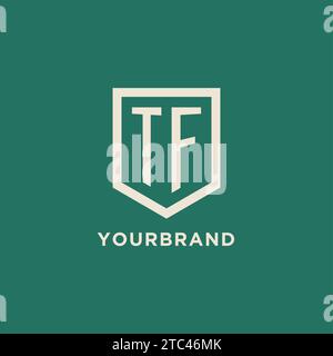 TF initial logo monogram shield geometric shape design vector graphic Stock Vector