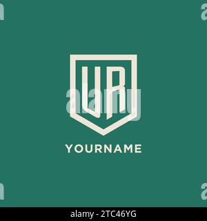 UR initial logo monogram shield geometric shape design vector graphic Stock Vector