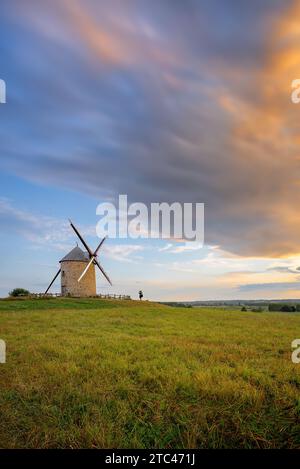 Normandy, France - A traditional windmill at Moulin De Moidrey, Normandy, a Unesco World Heritage site in France. Stock Photo