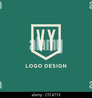 VY initial logo monogram shield geometric shape design vector graphic Stock Vector