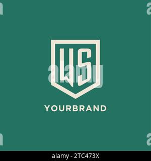 WS initial logo monogram shield geometric shape design vector graphic Stock Vector