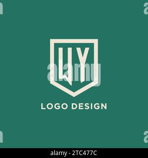 WY initial logo monogram shield geometric shape design vector graphic Stock Vector